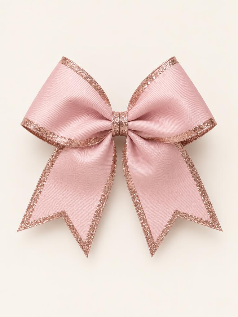 Blush competition bow with rose gold glitter trim
